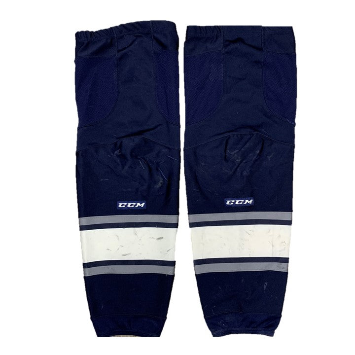 OHL - Chaussettes de hockey CCM d'occasion (bleu marine/blanc/argent)